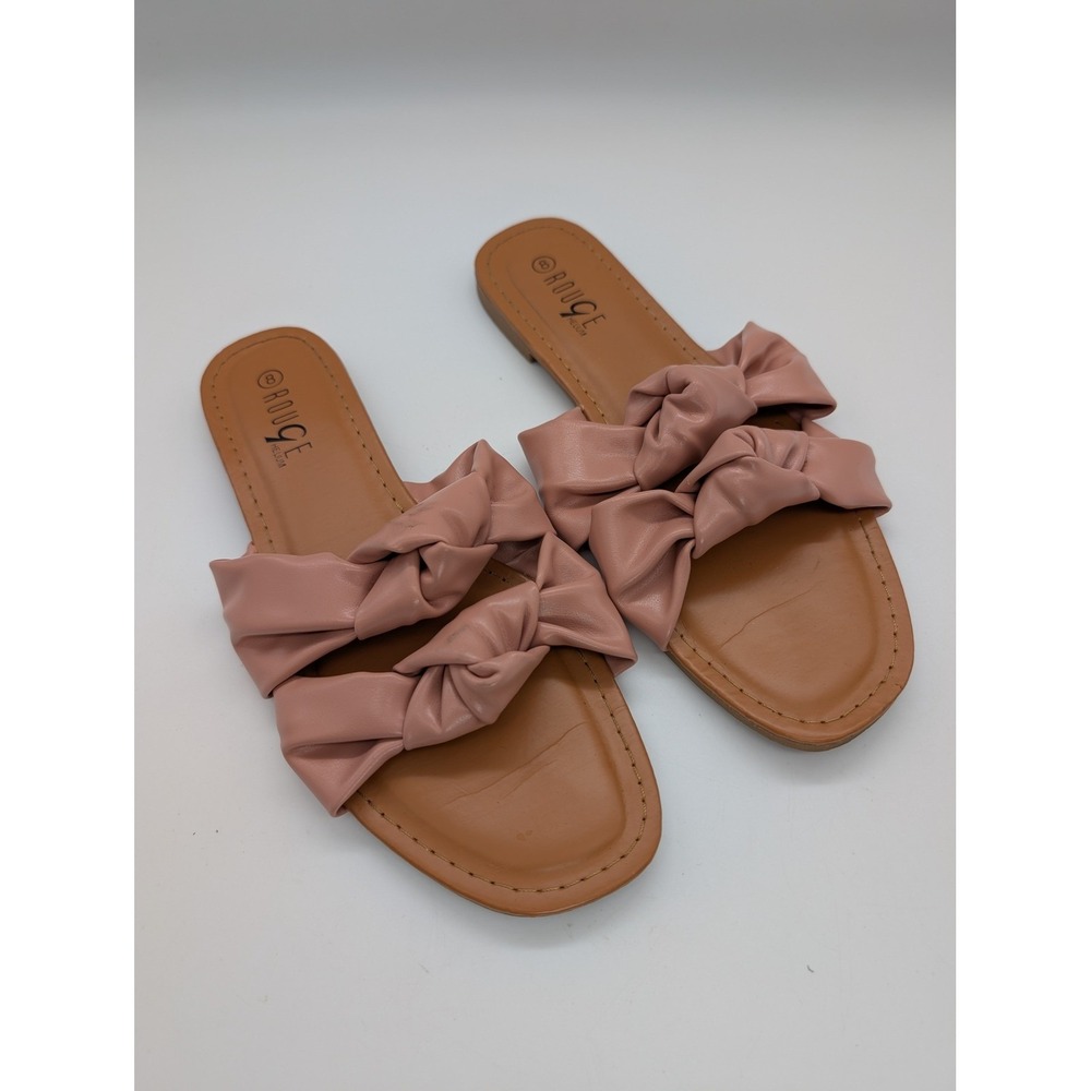 Rouge Helium Women's Pink Double Knot Slide Sandals Casual Slip On Shoes‎ Size 8
